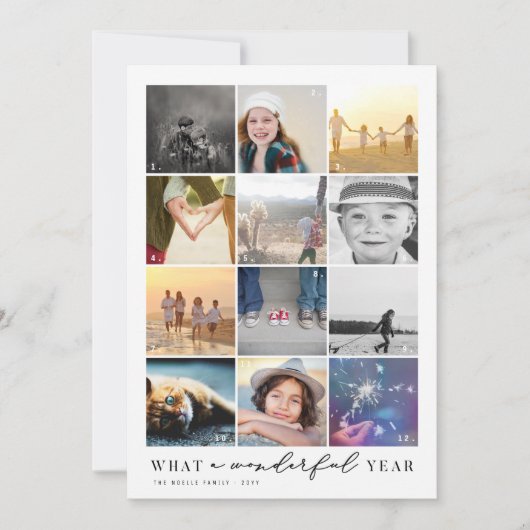 レビュー12フォトコラージュでなんと素晴らしい1年 シーズンカード (正面)