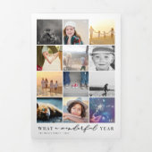 レビュー20フォトコラージュでなんと素晴らしい1年 三つ折りクリスマスカード (カバー)