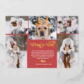 レビュー5フォトコラージンググリッドの赤い新年 箔シーズンカード (正面)