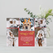 レビュー5フォトコラージンググリッドの赤い新年 箔シーズンカード (立ち正面)