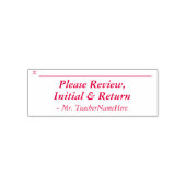 「レビュー、イニシャル、リターン」ゴム印 セルフインキングスタンプ (デザイン)