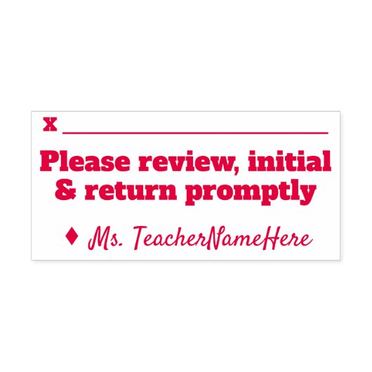 「レビュー、イニシャル、迅速な返却をお願い」+名称 セルフインキングスタンプ (デザイン)