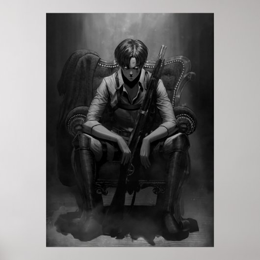 レビ岬（銃）（黒白） ポスター (正面)