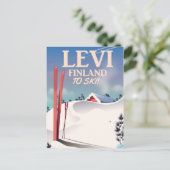 レビ，フィンランドのスキー旅行ポスター ポストカード (スタンド正面)