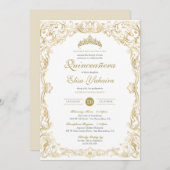 レファンシーガルホワイト金ゴールドエレガントキンセアニェラ 招待状 (正面/裏面)