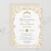 レファンシーガルホワイト金ゴールドエレガントキンセアニェラ 招待状 (正面/裏面)