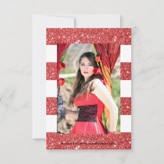 レフェイクッドグリッターストライプの3x5 Gradの発表 招待状 (裏面)