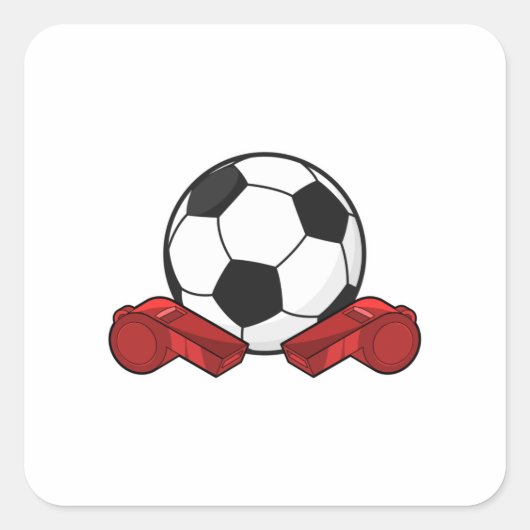 レフェリー・ホイッスル&サッカーボール スクエアシール (正面)