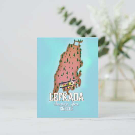 レフカダギリシャ旅行ポスター。 ポストカード (スタンド正面)