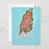 レフカダギリシャ旅行ポスター。 ポストカード (正面/裏面)