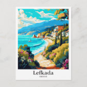 レフカダギリシャ旅行ポトレイトイラストレーション ポストカード (正面)