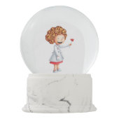 レフハンマーを持ったドクターガール図解入りの、写真付きの スノーグローブ (裏面)