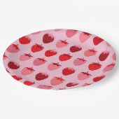 レフライズ01ピンクと赤の名門私立校風のイチゴ ペーパープレート (アングル)