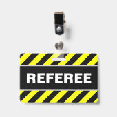 「レフリー」 +黒と黄色のストライプバッジ バッジ (Front with Clip)