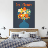 レフルーアレトロ花瓶ブルーオレンジ キャンバスプリント (インサイチュ (寝室))