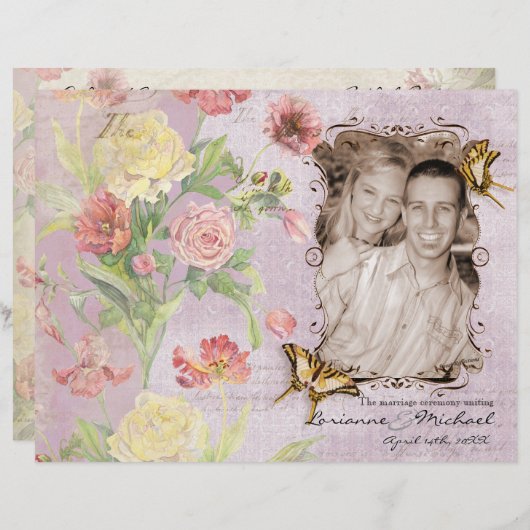 レフルーア牡丹バラチューリップフローラ結婚花 (正面/裏面)