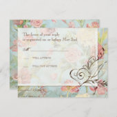 レフルーア牡丹バラチューリップフローラ結婚花 出欠カード (正面/裏面)