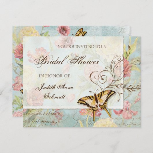 レフルーア牡丹バラチューリップフローラ結婚花 招待状 (正面/裏面)