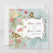 レフルーア牡丹バラチューリップフローラ結婚花 招待状 (裏面)