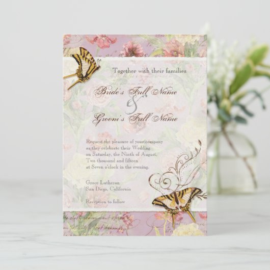 レフルーア牡丹バラチューリップフローラ結婚花 招待状 (スタンド正面)