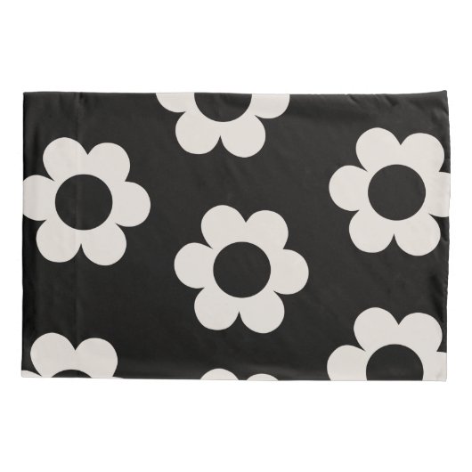 レフルーア02白黒フローラレトロ花 枕カバー (裏面)