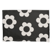 レフルーア02白黒フローラレトロ花 枕カバー (正面)