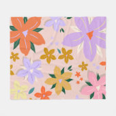 レフルーア04レトロカラフルフローラ フリースブランケット (正面(横))