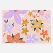 レフルーア04レトロカラフルフローラ ラッピングペーパーシート (正面)