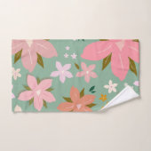 レフルーア07抽象芸術フラワーズグリーン赤面フローラ バスタオルセット (ハンドタオル)