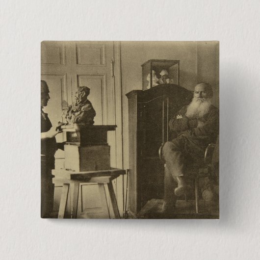 レフ・トルストイおよび彫刻家の王子パウロ 缶バッジ (正面)