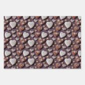 レブクーヘン,ドイツハートクリスマスジンジャーブレッド ラッピングペーパーシート (正面3)