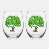 レプラチョーンのワイングラスを持つシャムロックツリー ステムなしワイングラス (裏面)