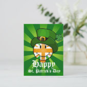 レプラーシャン帽にハッピーアイリッシュユニオンジャック国旗 ポストカード (スタンド正面)