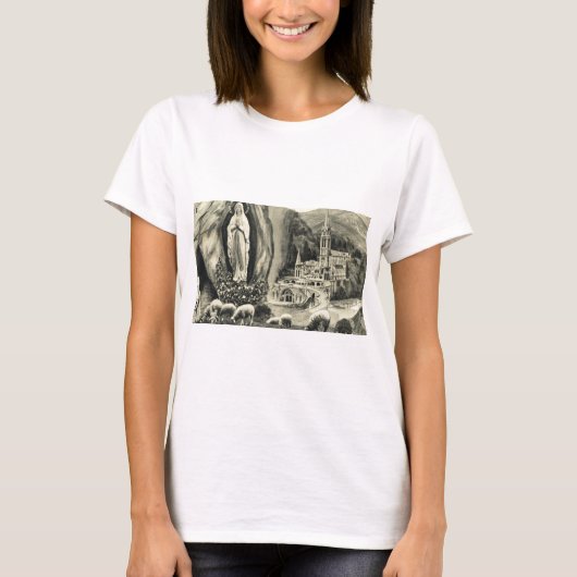 レプリカのヴィンテージのイメージルルドの1895年の行脚 Tシャツ (正面)