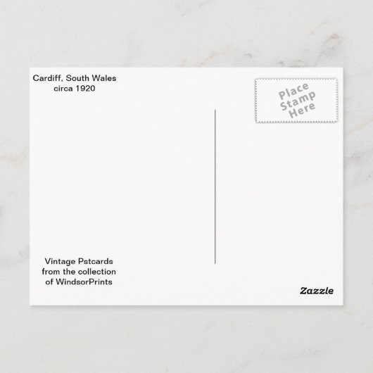 レプリカのヴィンテージのイメージ、カーディフの本町通り ポストカード (裏面)