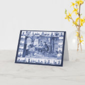 レプリカのヴィンテージのイメージ、青いデルフトのオランダの生命 カード (黄色い花)