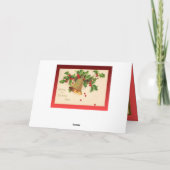 レプリカのヴィンテージのクリスマス、ヒイラギ、果実、鐘 シーズンカード (裏面)