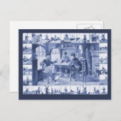 レプリカのヴィンテージの郵便はがき、デルフトの青いデザイン ポストカード (正面/裏面)
