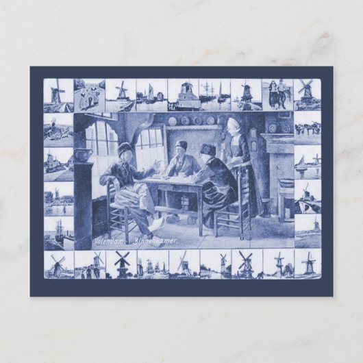 レプリカのヴィンテージの郵便はがき、デルフトの青いデザイン ポストカード (正面)