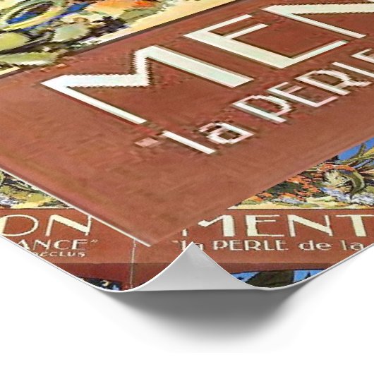 レプリカのヴィンテージ旅行，メントンフランスのリビエラ ポスター (角)