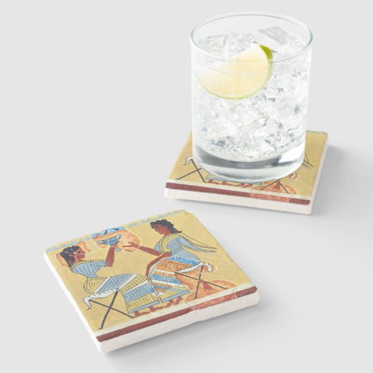 レプリカのanciを話している野外腰掛のフレスコ画の尼僧 ストーンコースター (横)