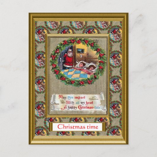 レプリカビンテージクリスマスカード， 1930年代 シーズンポストカード (正面)