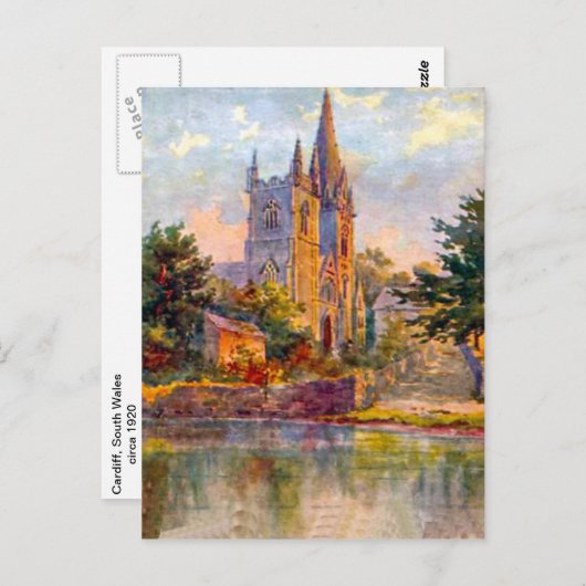 レプリカヴィンテージイメージ、カーディフ、ランダフ大聖堂 ポストカード (正面/裏面)