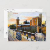 レプリカヴィンテージイメージ、カーディフ、城、トラム ポストカード (正面/裏面)