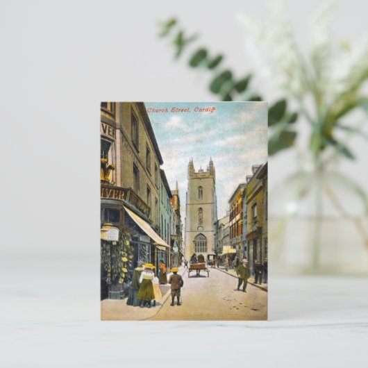 レプリカヴィンテージイメージ、カーディフ、教会通り ポストカード (スタンド正面)