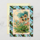レプリカヴィンテージイースターのカード、卵を持つチェルブ シーズンポストカード (正面/裏面)