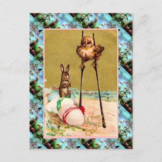 レプリカヴィンテージイースターカード、スチルのシック シーズンポストカード (正面)