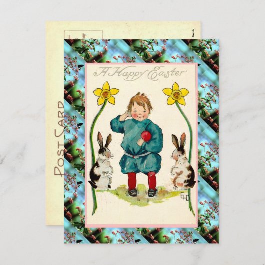 レプリカヴィンテージイースターカード、ハッピーイースター シーズンポストカード (正面/裏面)