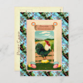 レプリカヴィンテージイースターカード、鶏肉と卵 シーズンポストカード (正面/裏面)