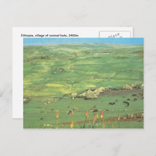 レプリカヴィンテージエチオピア、円錐小屋の村 ポストカード (正面/裏面)